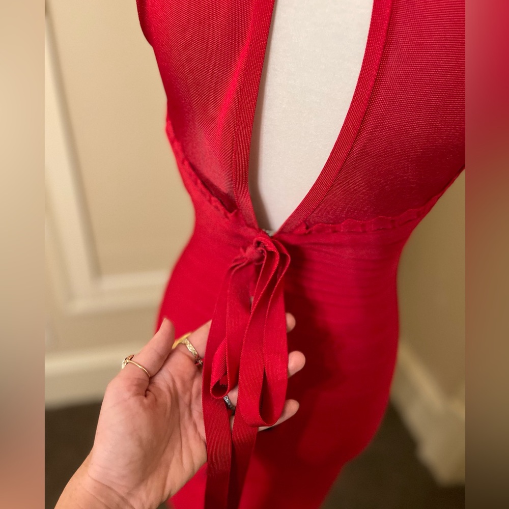 Herve Leger by Max Azria red valentine bodycon dress - Picture 8 of 14